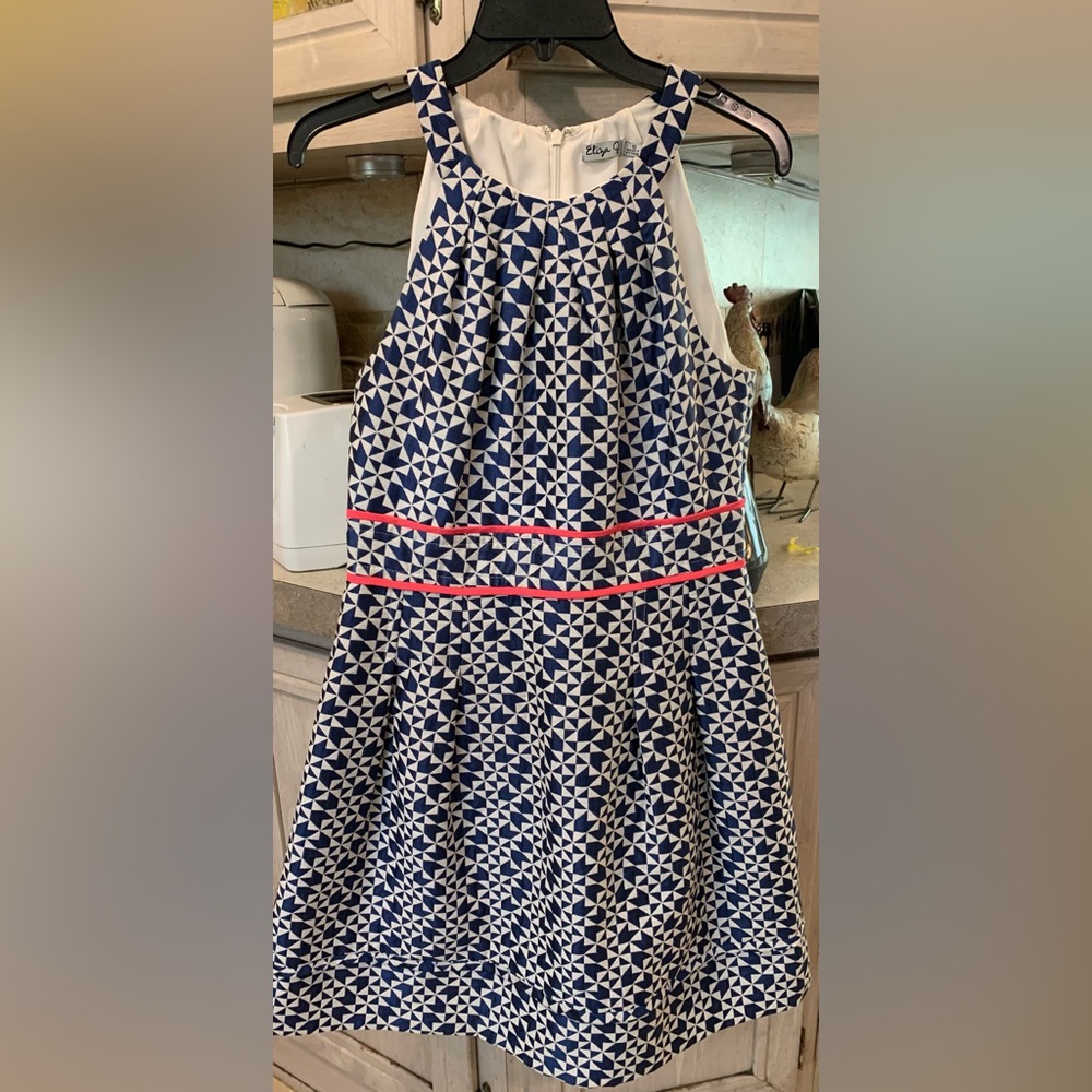 Eliza J Navy and White Triangle Dress